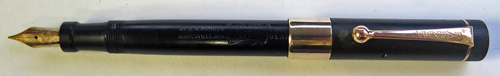 3232: PARKER LADY DUOFOLD WITH WIDE BAND IN BLACK HARD RUBBER. MEDIUM 14K NIB