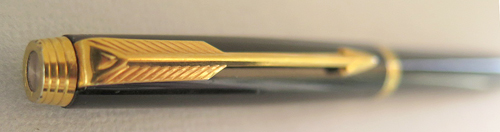 3814: PARKER BLACK LAC CAP ACTUATED BALLPOINT WITH GOLD PLATED TRIM