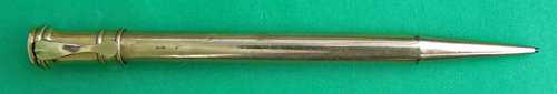 ITEM #6316: PARKER ALL METAL GOLD FILL PENCIL. MECHANISM WORKS IN BOTH DIRECTIONS. Top of the derby is smooth & round.