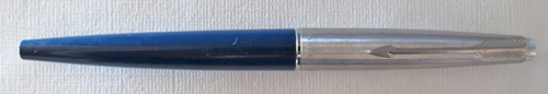 6428: PARKER 45 IN DARK BLUE. BRUSHED STAINLESS CAP. MADE IN USA. 51 STYLE CHROME PLATED CLIP