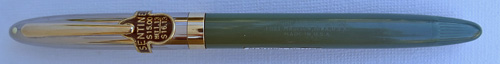 SHEAFFER SENTINAL DELUX SNORKEL IN PASTEL GREEN WITH A TWO-TONE FINE/MED TRIUMPH NIB