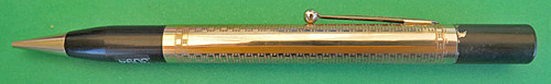 ITEM #3094: NO NAME GOLD PLATED CIGARETTE LIGHTER/PENCIL. Working pencil uses size .046" lead. There is a small hairline crack in the cover of the lighting mechanism, but lighter works.