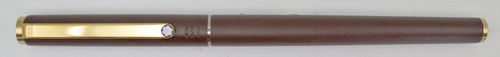 ITEM #3417: MONTBLANC FOUNTAIN PEN IN BROWN. EARLY STYLE MODLE 2118, CS LINE. NOS. NIB IS FINE. SILVER COLOR METAL PLATED OVER 14K GOLD.