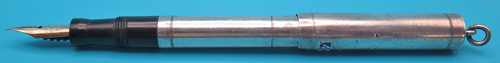 ITEM #4081: BOSTON RINGTOP STERLING SILVER FOUNTAIN PEN. "BOSTON SAFETY PEN #2" GOLD NIB IN MEDIUM/FINE. UNPOLISHED