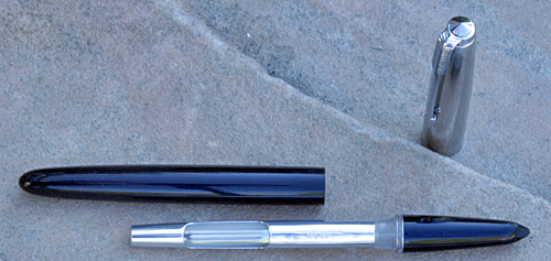 ITEM #4524: HERO - CHINESE 51 AEROMETRIC KNOCKOFF. BLACK WITH CHROME CAP FOUNTAIN PEN. NOS. FINE GOLD ENCLOSED NIB.