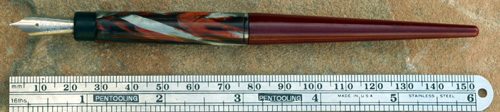 MORRISET DIPPER WITH MAROON / GREY MARBLED BARREL AND A MAROON TAPER