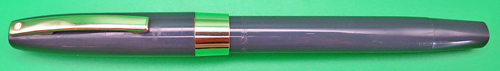ITEM #4799: SHEAFFER IMPERIAL TOUCHDOWN FOUNTAIN PEN IN GREY. GOLD FILLED TRIM. INLAID NIB IS 14K IN BROAD/MEDIUM.