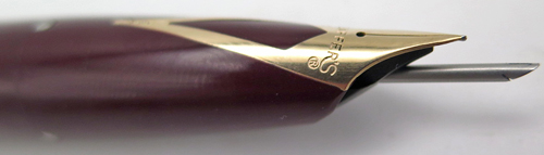 ITEM #5746: SHEAFFER "PEN FOR MEN" PFM V SNORKEL FOUNTAIN PEN. BURGUNDY WITH GOLD FILLED CAP AND XFINE 14K NIB