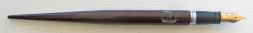 5997: SHEAFFER 35SKD SNORKEL DESK PEN, BROWN, 2-TONE 14K BROAD OPEN NIB