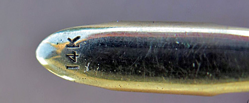 6225: SHEAFFER 14K GOLD CLIP WITH BALL ON THE END