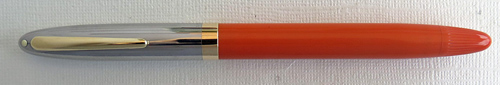 6254: SHEAFFER SENTINEL DELUX SNORKEL IN MANDARIN ORANGE WITH A FINE/MED, 2TONE TRIUMPH NIB