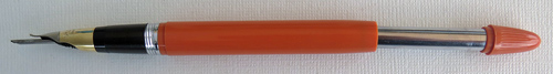 6254: SHEAFFER SENTINEL DELUX SNORKEL IN MANDARIN ORANGE WITH A FINE/MED, 2TONE TRIUMPH NIB