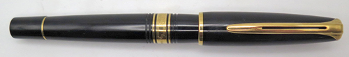 ITEM #6259: WATERMAN'S FRENCH MADE CHARLESTON FOUNTAIN PEN IN BLACK. GOLD PLATED TRIM. PISTON FILLING SYSTEM. 