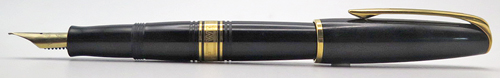 ITEM #6259: WATERMAN'S FRENCH MADE CHARLESTON FOUNTAIN PEN IN BLACK. GOLD PLATED TRIM. PISTON FILLING SYSTEM. 