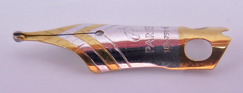 6374: PARKER SONNET NIB ONLY, BROAD. TWO-TONE CROSS HATCH PATTERN IN 18K.