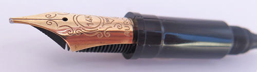 6377: AURORA NIB/FEED/SECTION. 14K BROAD STUB NIB