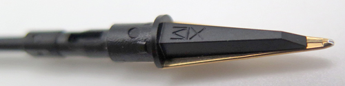 #6390: PARKER 180 NIB/FEED. GOLD NIB ONE SIDE IS XF, THE OTHER SIDE IS MEDIUM. THIS NIB WRITES IN 2 LINE WIDTHS, DEPENDING ON WHICH SIDE IS ON THE PAPER. IN ORIGIONAL PACKAGING