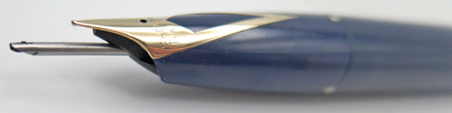 ITEM #6414: SHEAFFER PFM V SNORKEL IN NOCTURNE/NAVY. GOLD FILL TRIM. MEDIUM, 14K INLAID NIB.