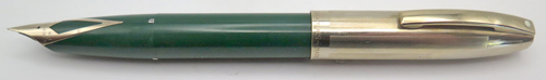 ITEM #6423: SHEAFFER PFM V SNORKEL IN EVERGREEN. NIB IS FINE 14K INLAID. GOLD FILL CAP