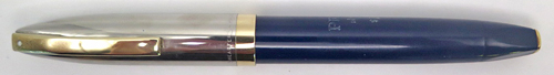 ITEM #6438: SHEAFFER PFM IV SNORKEL IN NAVY WITH FACTORY CHALK MARK. NIB IS INLAY 14K GOLD IN MEDIUM.