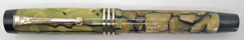 ITEM #6450: PARKER DUOFOLD JR STREAMLINE IN CRACKED ICE PATTERN. COLOR IS FAIRLY EVEN ACROSS THE PEN. NIB IS OPEN 14K IN BROAD/MEDIUM