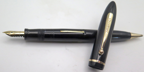 ITEM #6461: SHEAFFER BALANCE COMBO IN BLACK. LEVER FILLER. NIB IS SHEAFFER #3 IN MEDIUM. PENCIL IS FULLY FUNCTIONAL AND INCLUDES CLEAN ERASER