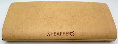 ITEM #6570: SHEAFER SNORKEL + PENCIL SET IN BLACK. GOLD FILL TRIM. MEDIUM 14K INLAID NIB. IN BOX WITH PAPERS. 