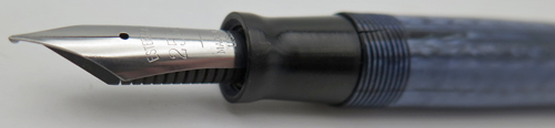 ITEM #6581: ESTERBROOK TRASITIONAL J FOUNTAIN PEN IN BLUE MARBLE. CHROME TRIM. NIB IS