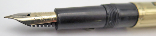 ITEM #6593: SHEAFFER GOLD FILLED LIPSTICK FOUNTAIN PEN. LEVER FILLER. SERIALIZED SHEAFFER LIFETIME 2-TONE NIB IN FINE.