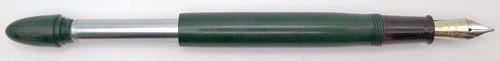 ITEM #6620: SHEAFFER FEATHER TOUCH FOUNTAIN PEN IN FOREST GREEN. BROAD NIB IS 2TONE "FEATHER TOUCH 14K #5". TOUCHDOWN FILLING UNIT.