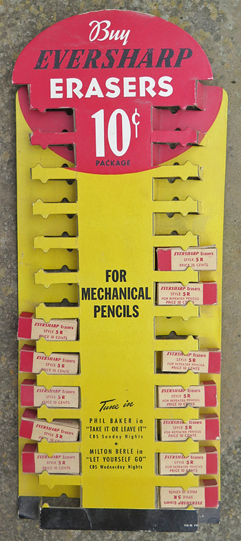 ITEM #6688: EVERSHARP POINT OF SALE ERASER DISPLAY. Contains boxes with NOS erasers that are still soft, have not hardened.