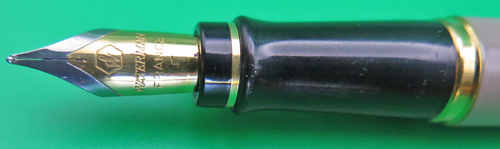 ITEM #6704: WATERMAN EXPERT 2000 FOUNTAIN PEN IN RARE CHAPAGNE BLUE WITH CHROME TRIM. MODEL #10036. TWO-TONE NIB IN FINE. NOS