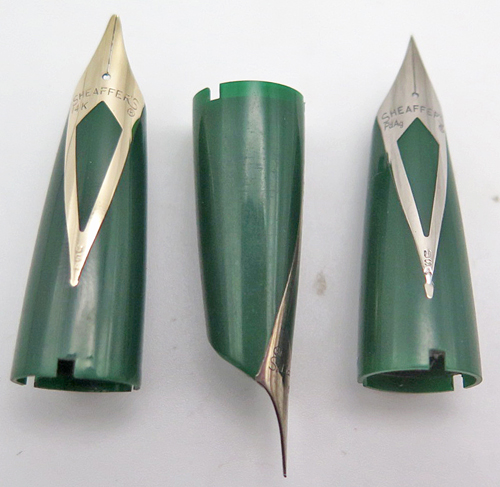 ITEM #6735: SHEAFFER PFM FOUNTIAN PEN SECTION IN GREEN WITH INLAID NIB. 14K NIBS AVALIBLE IN: MED or BROAD