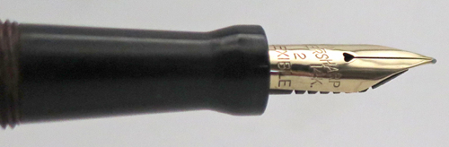 ITEM #6757: WAHL EVERSHARP FLEXIBLE FOUNTAIN PEN IN ROSEWOOD. 14K #2 "FLEXIBLE" NIB IN BROAD/MEDIUM. GOLED FILLED TRIM AND ROLLER CLIP WITH NO BRASSING.