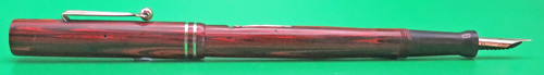 ITEM #6757: WAHL EVERSHARP FLEXIBLE FOUNTAIN PEN IN ROSEWOOD. 14K #2 "FLEXIBLE" NIB IN BROAD/MEDIUM. GOLED FILLED TRIM AND ROLLER CLIP WITH NO BRASSING.