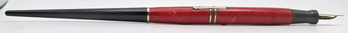 ITEM #6794: WHAL FOUNTAIN DESK PEN IN MARBLED CORAL. TRIP BAND. "EVERSHARP 14K" NIB IN FINE. LEVER FILLER