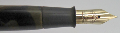 ITEM #6807: SHEAFFERS DESK FOUNTAIN PEN BLACK AND PEARL MARBLED. LEVER FILLER. SHEAFFER LIFETIME GOLD NIB.