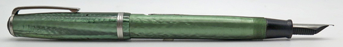 ITEM #6865: ESTERBROOK TRANSITIONAL J IN FOLIAGE GREEN. MO# 2556. LEVER FILLER. SINGLE WEDDINGCAKE JEWEL. NIB IS EXTRA FINE. 