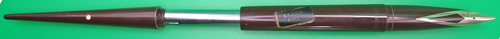 ITEM #6876: SHEAFFER TOUCHDOWN DESK FOUNTAIN PEN IN BROWN. NIB IS 14k IN MEDIUM. WHITE DOT. HAS ORIGIONAL PRICE STICKER. 
