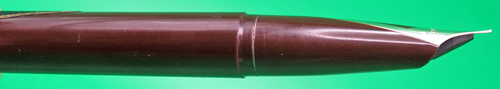 ITEM #6876: SHEAFFER TOUCHDOWN DESK FOUNTAIN PEN IN BROWN. NIB IS 14k IN MEDIUM. WHITE DOT. HAS ORIGIONAL PRICE STICKER.