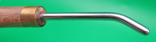 ITEM #D27: HEAVY DUTY BURNISHER. SMOOTH STAINLESS STEEL BURNISHER WITH ROUNDED ENDPOINT. WOODEN HANDLE FOR EXERTING MAXIMUM FORCE ON THE WORK PIECE. 