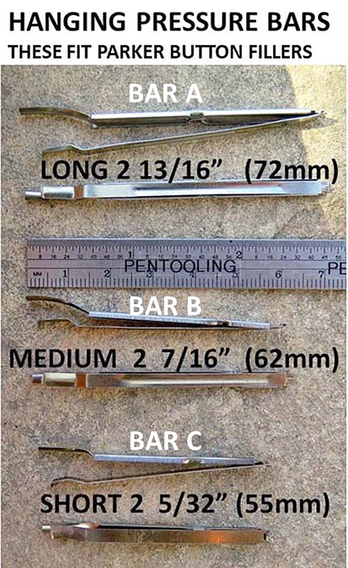 HANGING PRESSURE BARS FOR PARKER BUTTON FILLERS - ALL THREE SIZES